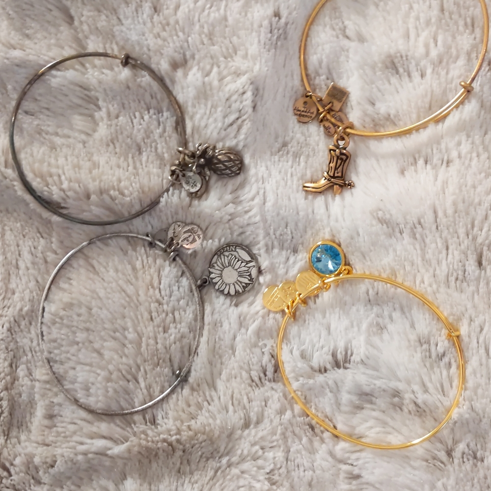 Alex and Ani bracelets cowboy pineapple niece and March birthstone